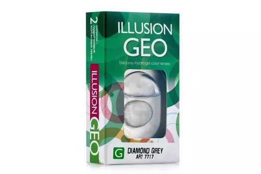 Линзы ILLUSION Geo diamand grey контактные 1 месяц -4.5/14.2/8.6/2 шт