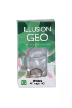 Линзы ILLUSION Geo magic brown контактные 1 месяц -0.0/14.2/8.6/2 шт