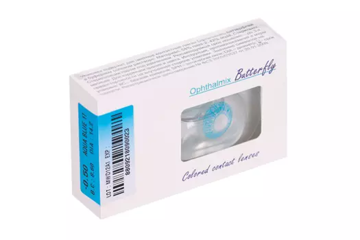 Линзы Офтальмикс Butterfly 1Т Aqua/Aqua Blue контактные R 8.6 (диоптрия -0,5), 2 шт
