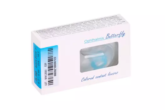Линзы Офтальмикс Butterfly 1Т Aqua/Aqua Blue контактные R 8.6 (диоптрия -5,5), 2 шт