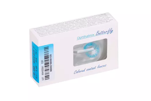 Линзы Офтальмикс Butterfly 1Т Aqua/Aqua Blue контактные R 8.6 (диоптрия -6,0), 2 шт