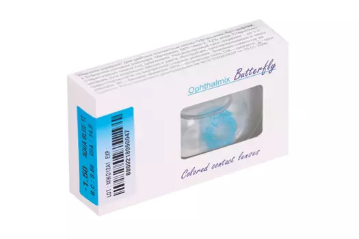 Линзы Офтальмикс Butterfly 1Т Aqua/Aqua Blue контактные R 8.6 (диоптрия -1,5), 2 шт