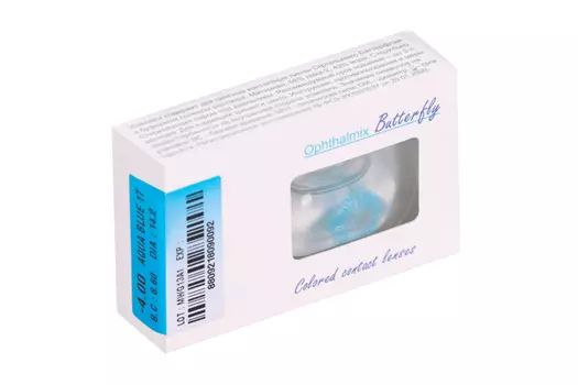 Линзы Офтальмикс Butterfly 1Т Aqua/Aqua Blue контактные R 8.6 (диоптрия -4,0), 2 шт