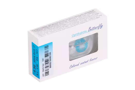 Линзы Офтальмикс Butterfly 1Т Aqua/Aqua Blue контактные R 8.6 (диоптрия -4,5), 2 шт
