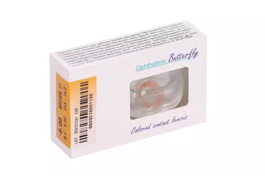 Линзы Офтальмикс Butterfly 1Т Brown контактные R 8.6 (диоптрия -6,0), 2 шт