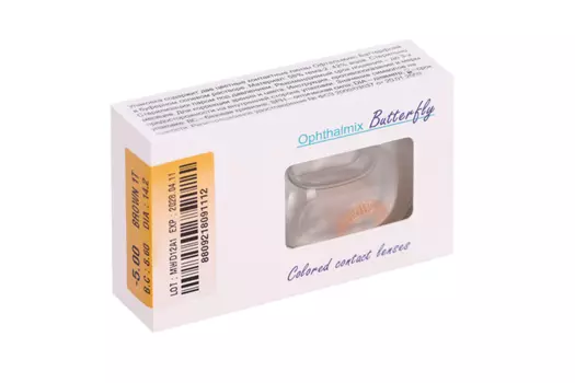 Линзы Офтальмикс Butterfly 1Т Brown контактные R 8.6 (диоптрия -5,0), 2 шт