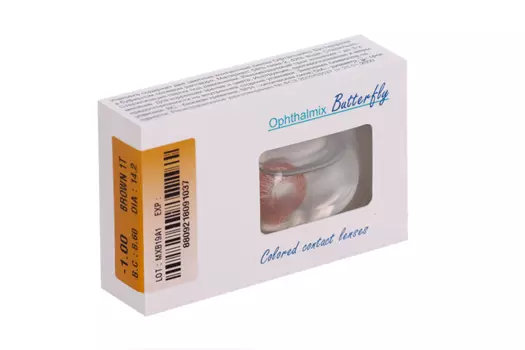 Линзы Офтальмикс Butterfly 1Т Brown контактные R 8.6 (диоптрия -1,0), 2 шт