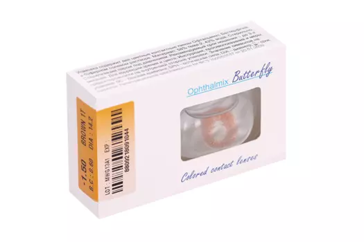 Линзы Офтальмикс Butterfly 1Т Brown контактные R 8.6 (диоптрия -1,5), 2 шт