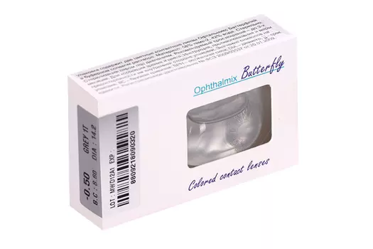 Линзы Офтальмикс Butterfly 1Т Gray/Light Gray контактные R 8.6 (диоптрия -0,5), 2 шт