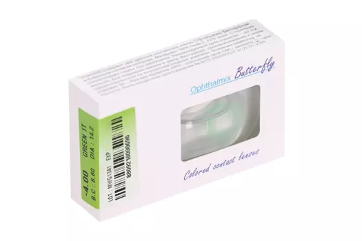 Линзы Офтальмикс Butterfly 1Т Green контактные R 8.6 (диоптрия -4,0), 2 шт