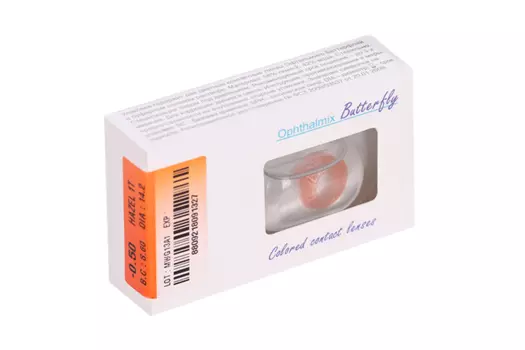 Линзы Офтальмикс Butterfly 1Т Hazel контактные R 8.6 (диоптрия -0,5), 2 шт