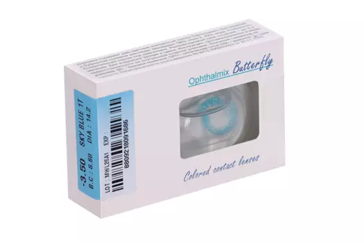 Линзы Офтальмикс Butterfly 1Т Sky/Sky Blue контактные R 8.6 (диоптрия -3,5), 2 шт