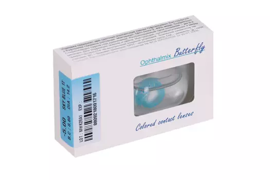 Линзы Офтальмикс Butterfly 1Т Sky/Sky Blue контактные R 8.6 (диоптрия -5,0), 2 шт