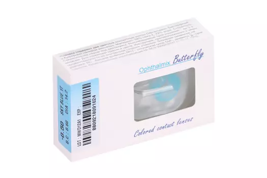 Линзы Офтальмикс Butterfly 1Т Sky/Sky Blue контактные R 8.6 (диоптрия -0,5), 2 шт