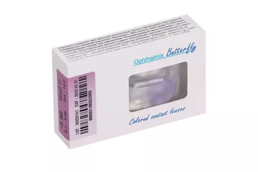 Линзы Офтальмикс Butterfly 1Т Violet контактные R 8.6 (диоптрия -3,5), 2 шт