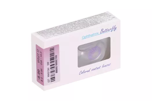 Линзы Офтальмикс Butterfly 1Т Violet контактные R 8.6 (диоптрия -6,0), 2 шт
