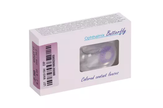 Линзы Офтальмикс Butterfly 1Т Violet контактные R 8.6 (диоптрия -2,5), 2 шт