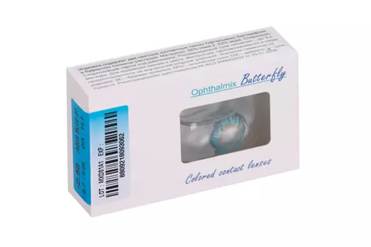 Линзы Офтальмикс Butterfly 3Т Aqua/Aqua Blue контактные R 8.6 (диоптрия -2,5), 2 шт