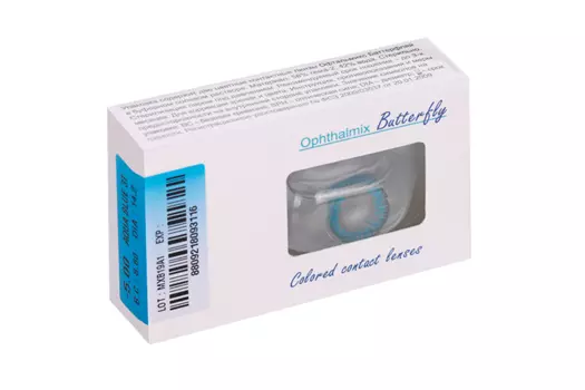 Линзы Офтальмикс Butterfly 3Т Aqua/Aqua Blue контактные R 8.6 (диоптрия -5,0), 2 шт