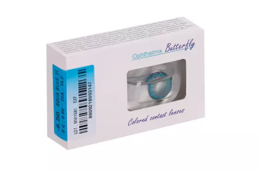 Линзы Офтальмикс Butterfly 3Т Aqua/Aqua Blue контактные R 8.6 (диоптрия -6,5), 2 шт