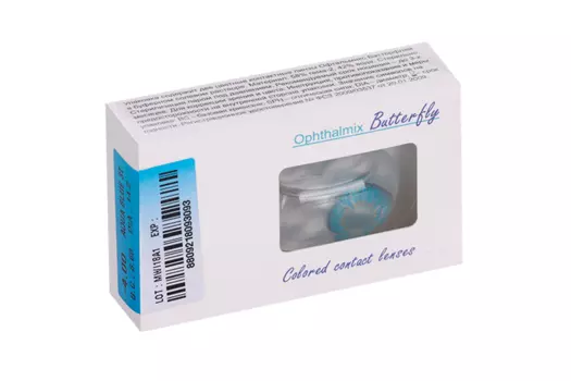Линзы Офтальмикс Butterfly 3Т Aqua/Aqua Blue контактные R 8.6 (диоптрия -4,0), 2 шт