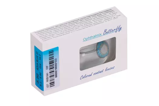 Линзы Офтальмикс Butterfly 3Т Aqua/Aqua Blue контактные R 8.6 (диоптрия -5,5), 2 шт