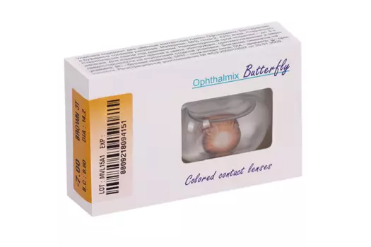 Линзы Офтальмикс Butterfly 3Т Brown контактные R 8.6 (диоптрия -7,0), 2 шт