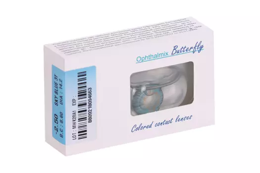 Линзы Офтальмикс Butterfly 3Т Sky/Sky Blue контактные R 8.6 (диоптрия -2,5), 2 шт