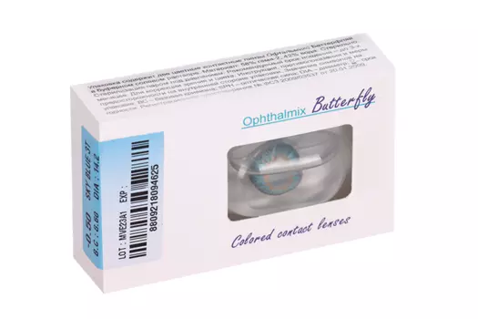 Линзы Офтальмикс Butterfly 3Т Sky/Sky Blue контактные R 8.6 (диоптрия -0,5), 2 шт