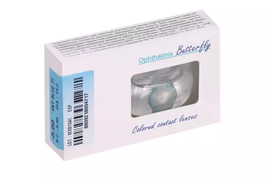 Линзы Офтальмикс Butterfly 3Т Sky/Sky Blue контактные R 8.6 (диоптрия -5,0), 2 шт