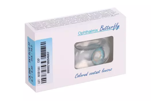 Линзы Офтальмикс Butterfly 3Т Sky/Sky Blue контактные R 8.6 (диоптрия -3,5), 2 шт