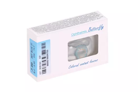 Линзы Офтальмикс Butterfly 3Т Sky/Sky Blue контактные R 8.6 (диоптрия -7,0), 2 шт