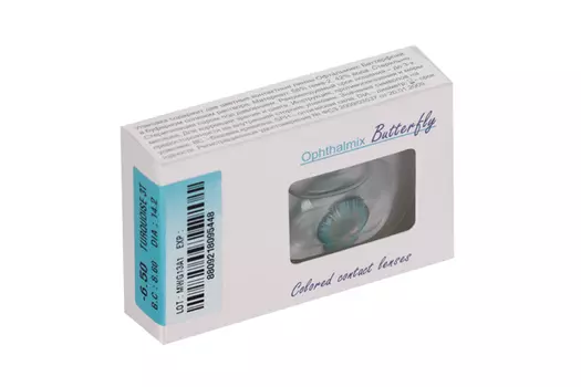 Линзы Офтальмикс Butterfly 3Т Turquoise контактные R 8.6 (диоптрия -6,5), 2 шт