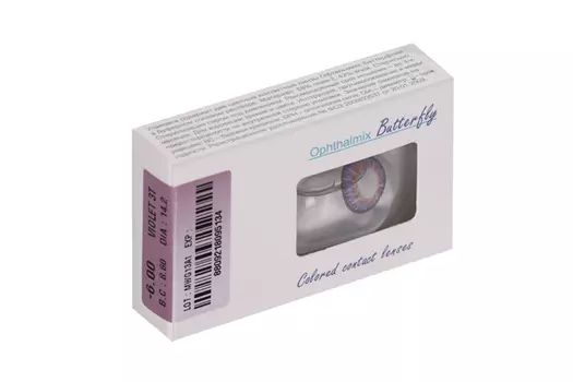 Линзы Офтальмикс Butterfly 3Т Violet контактные R 8.6 (диоптрия -6,0), 2 шт