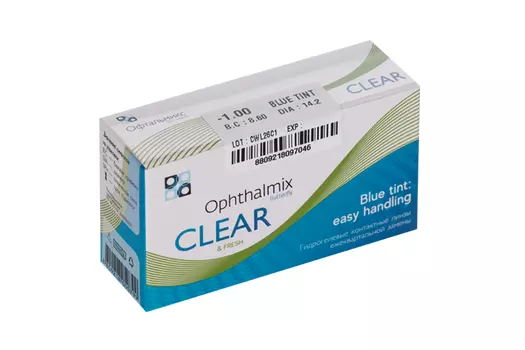 Линзы Офтальмикс Butterfly Clear Blue Tint контактные R 8.6 (диоптрия -1,0), 4 шт