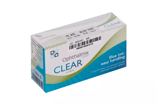 Линзы Офтальмикс Butterfly Clear Blue Tint контактные R 8.6 (диоптрия -5,25), 4 шт