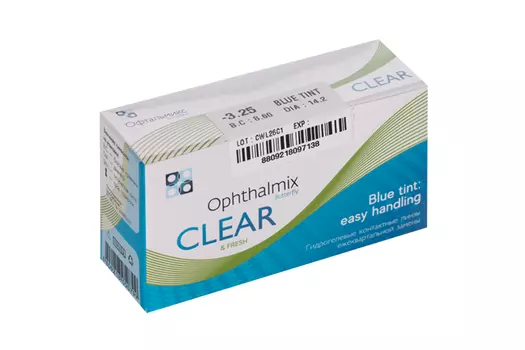 Линзы Офтальмикс Butterfly Clear Blue Tint контактные R 8.6 (диоптрия -3,25), 4 шт