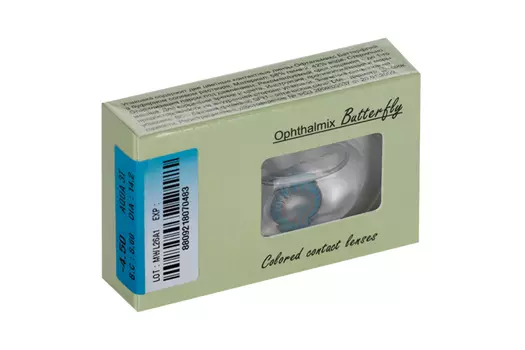 Линзы Офтальмикс Butterfly One Month Aqua/Aqua Blue контакт R 8.6 (диоптрия -4,5), 2 шт