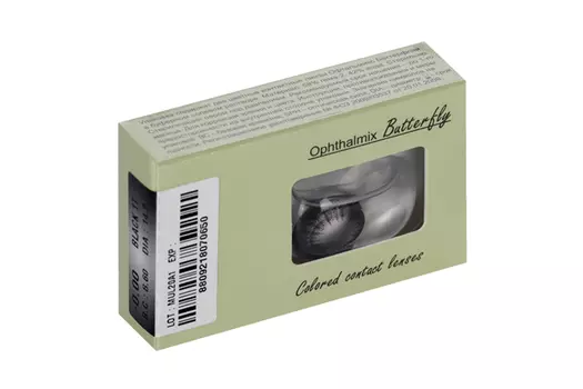 Линзы Офтальмикс Butterfly One Month Black контактные R 8.6 (диоптрия 00.0), 2 шт