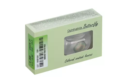 Линзы Офтальмикс Butterfly One Month Green контактные R 8.6 (диоптрия -1,5), 2 шт