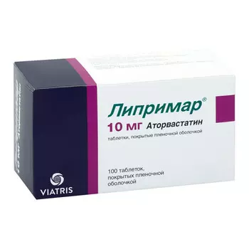 Липримар 10 мг, 100 шт, таблетки покрытые пленочной оболочкой (Д)