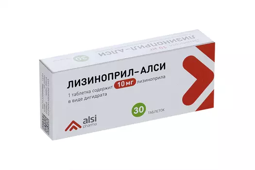 Лизиноприл-АЛСИ 10 мг, 30 шт, таблетки
