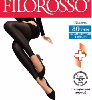 Лосины FILOROSSO компресс лечеб-профилакт 80 den 1 класс черный р 3