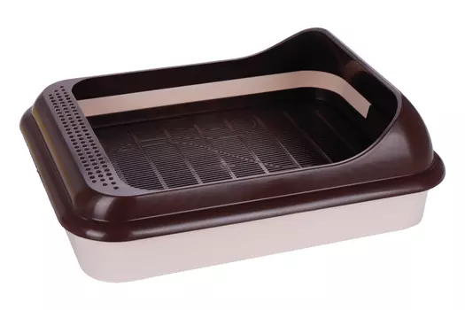 Лоток Чистый котик д/животных с решеткой верный друг 45.5х35.5х16 см слоновая кость