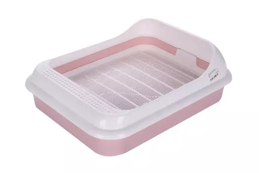 Лоток Чистый котик с рамкой и сеткой лекси 45.5х35.5х16 см розовый