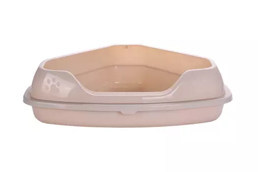 Лоток Чистый котик угловой с бортом 55.5х41.5х15 см бежевый