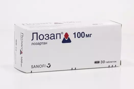 Лозап 100 мг, 30 шт, таблетки покрытые пленочной оболочкой
