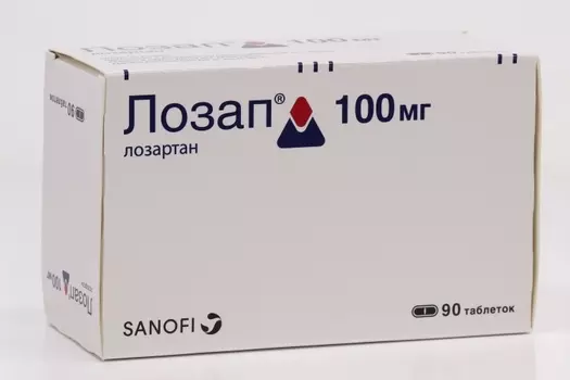 Лозап 100 мг, 90 шт, таблетки покрытые пленочной оболочкой