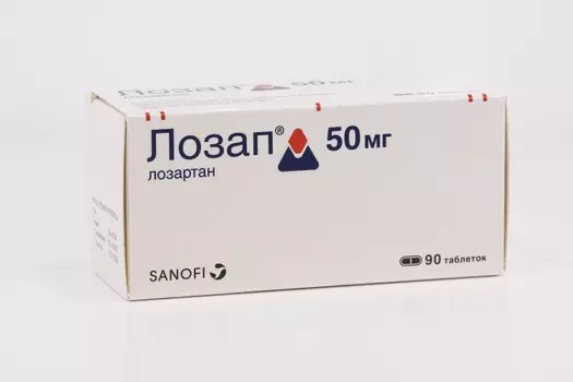 Лозап 50 мг, 90 шт, таблетки покрытые пленочной оболочкой