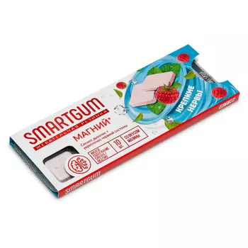 Магний Смартгам Крепкие нервы малина, 10 шт, жевательная резинка (таблетка)